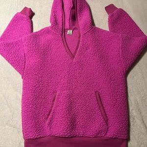 Victoria’s Secret hot pink Oversized V-neck  Sherpa hoodie